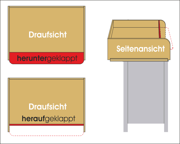 Fallschutz Wickelaufsatz Tisch / Kommode Holz
